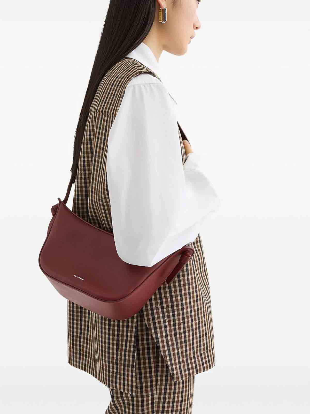 Jil Sander Knot Small Leather Crossbody Bag In Red