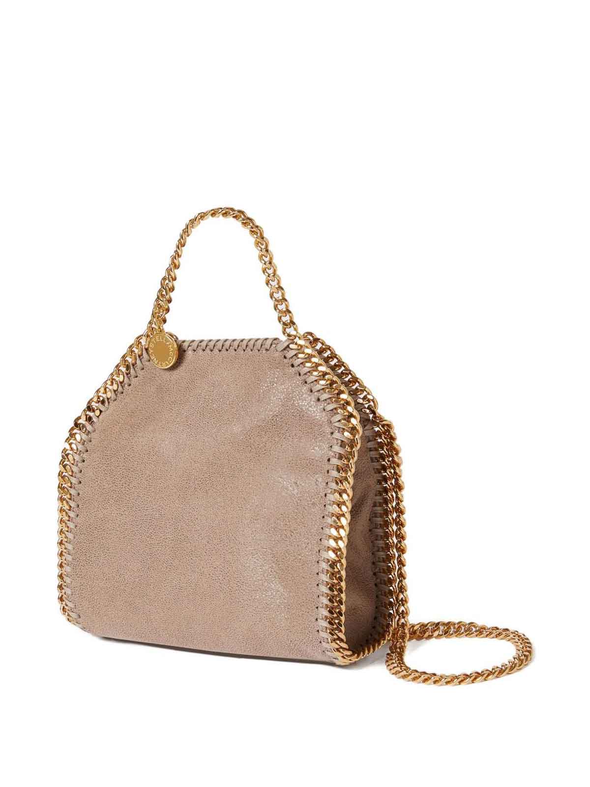 Stella Mccartney Hexagonal-shaped Textured Bag With Chain Strap In Sand