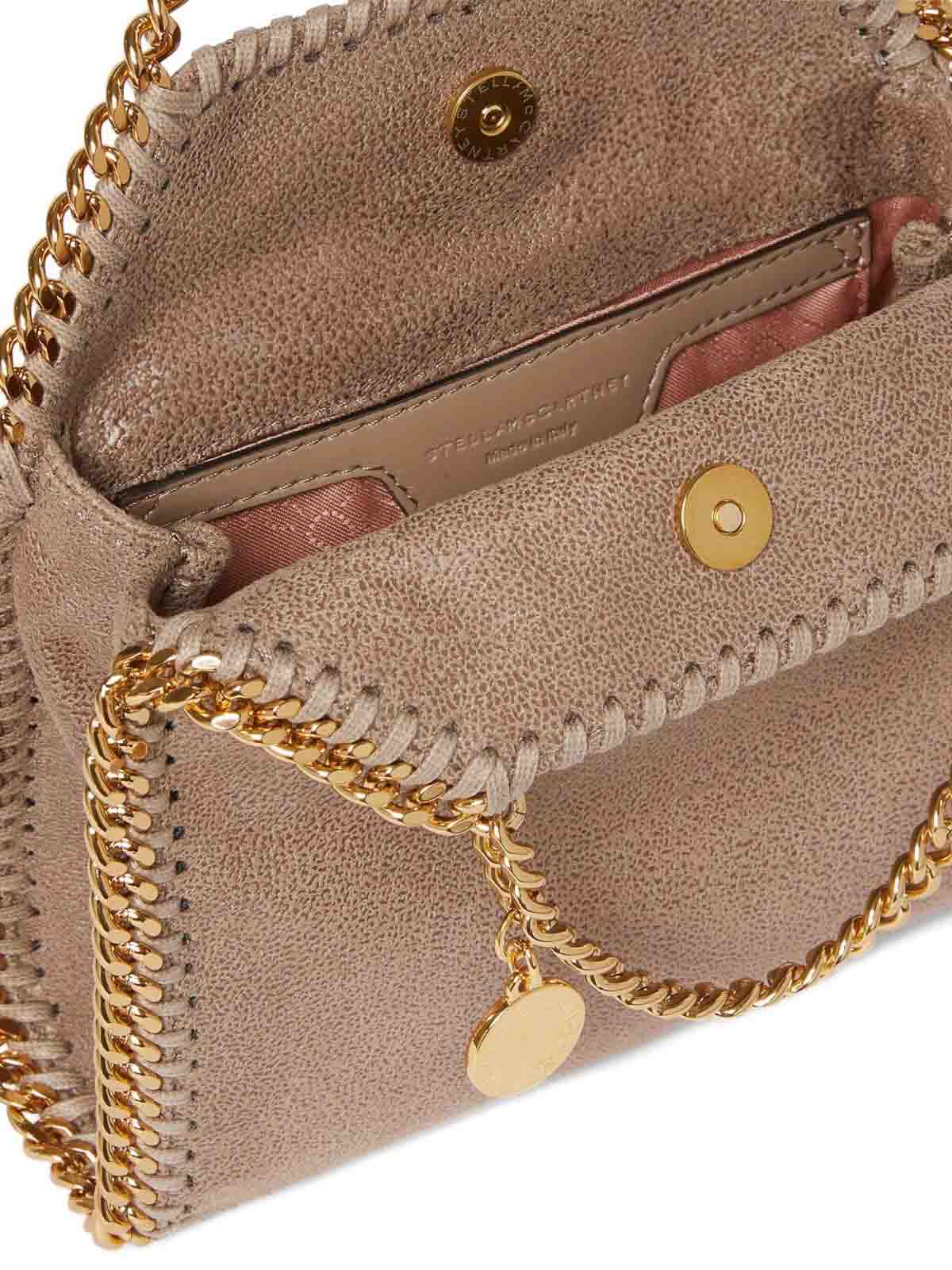 Stella Mccartney Hexagonal-shaped Textured Bag With Chain Strap In Sand