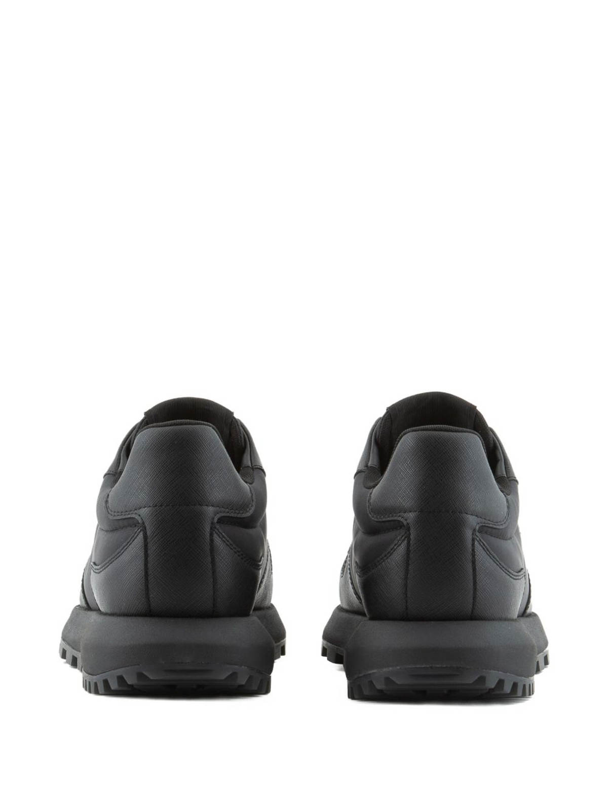 Emporio Armani Asv Recycled Nylon Sneakers With Regenerated Saffiano Details In Black