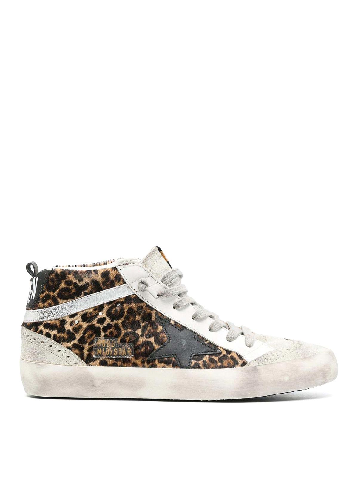 Golden Goose "mid Star" Horsy Upper Suede Toe And Spur Leather Star And Heel Laminated Wave Shoes In Brown