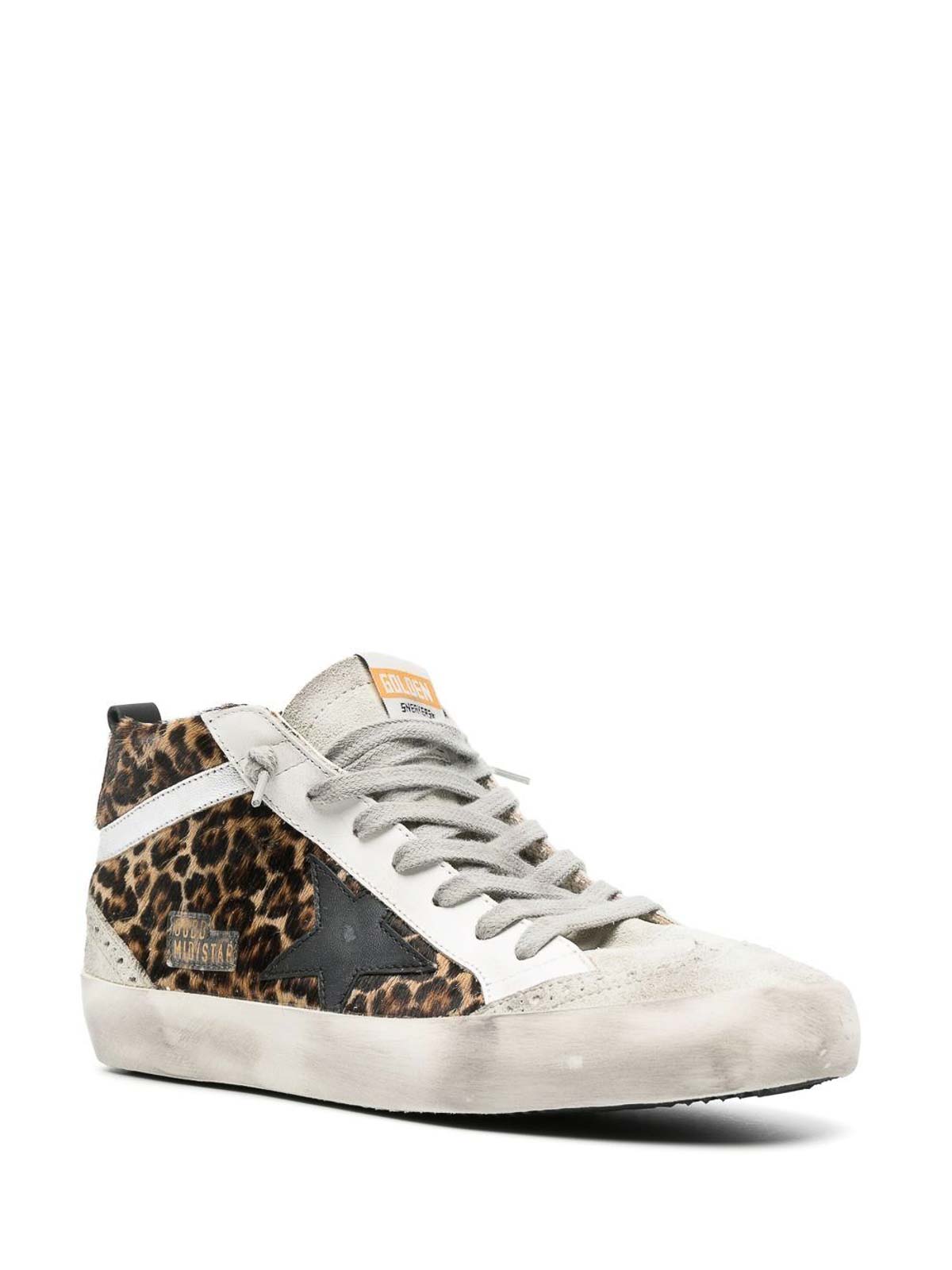 Golden Goose "mid Star" Horsy Upper Suede Toe And Spur Leather Star And Heel Laminated Wave Shoes In Brown