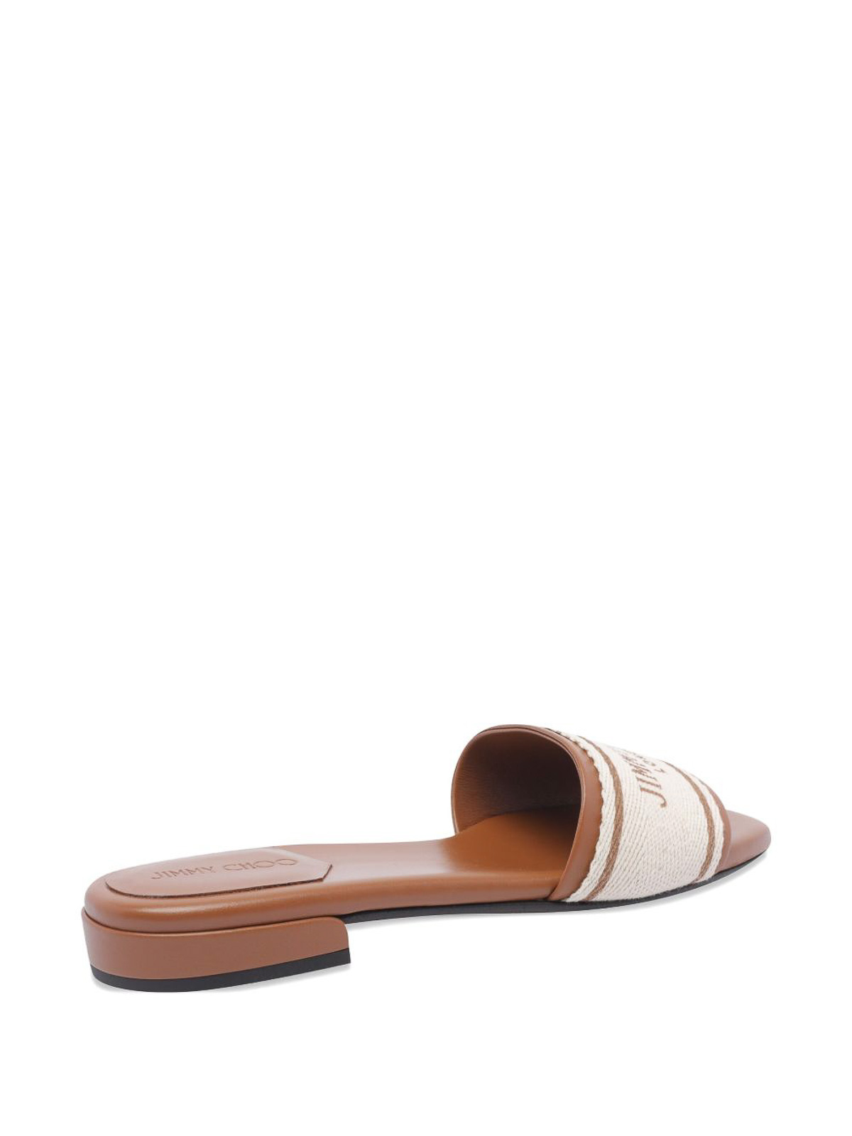Jimmy Choo Joa Logo Canvas And Leather Sliders In Brown