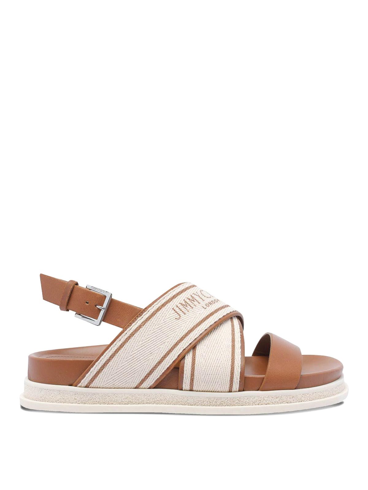 Jimmy Choo Joa Logo-print Canvas And Leather Slingback Sandals In Brown