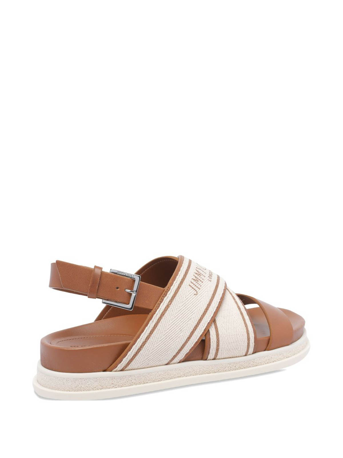Jimmy Choo Joa Logo-print Canvas And Leather Slingback Sandals In Brown
