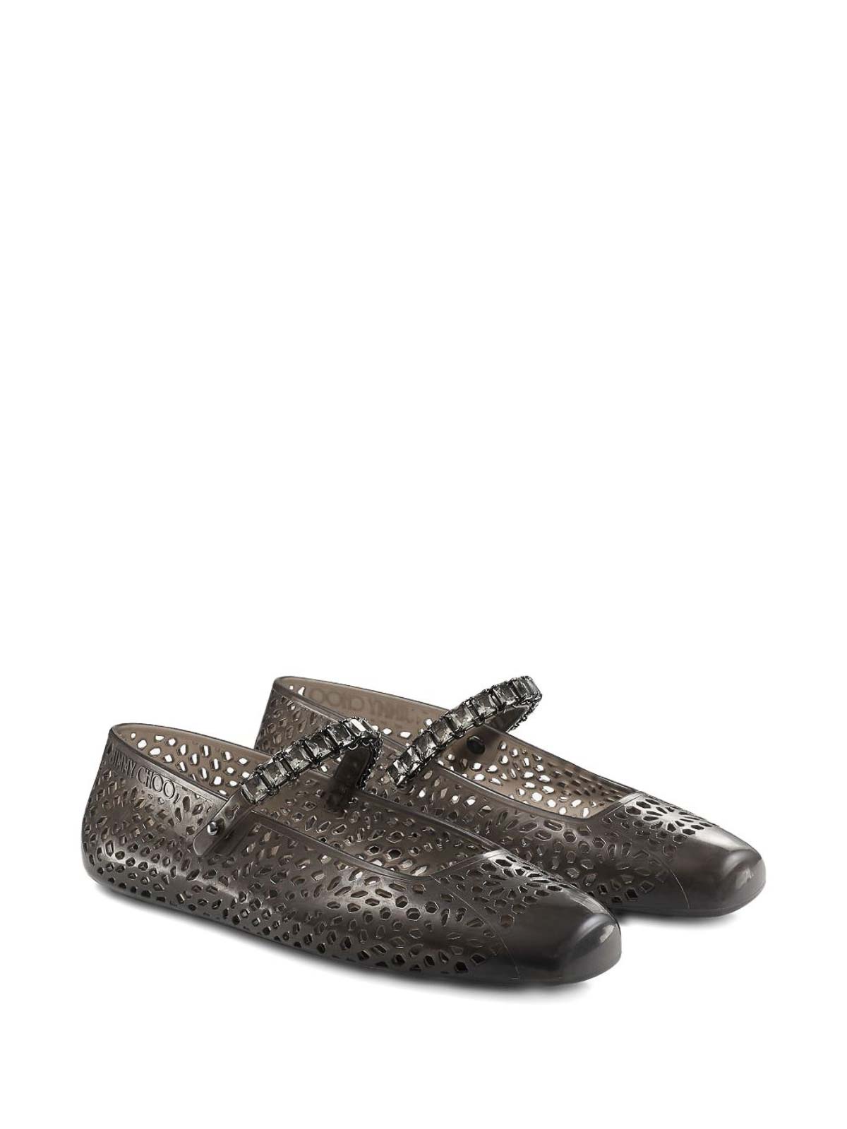 Jimmy Choo The Jelly Crystal Ballet Flats In Black