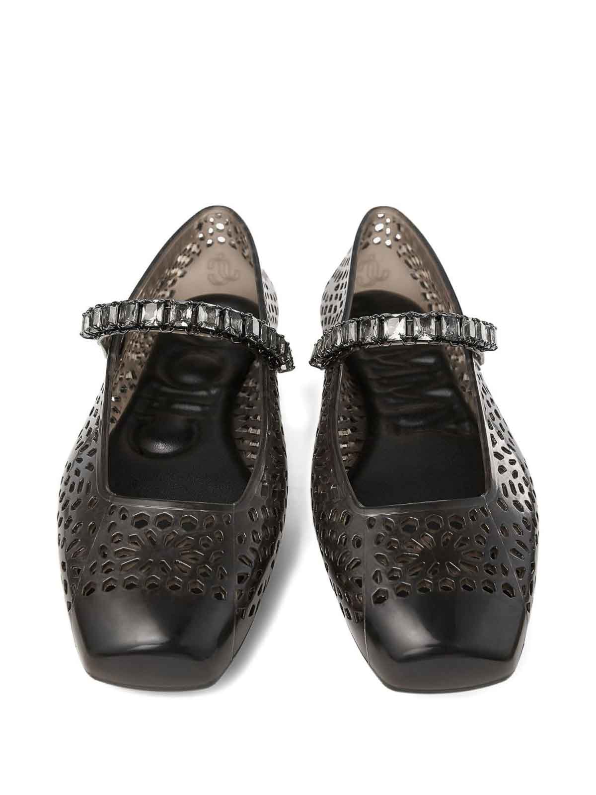 Jimmy Choo The Jelly Crystal Ballet Flats In Black