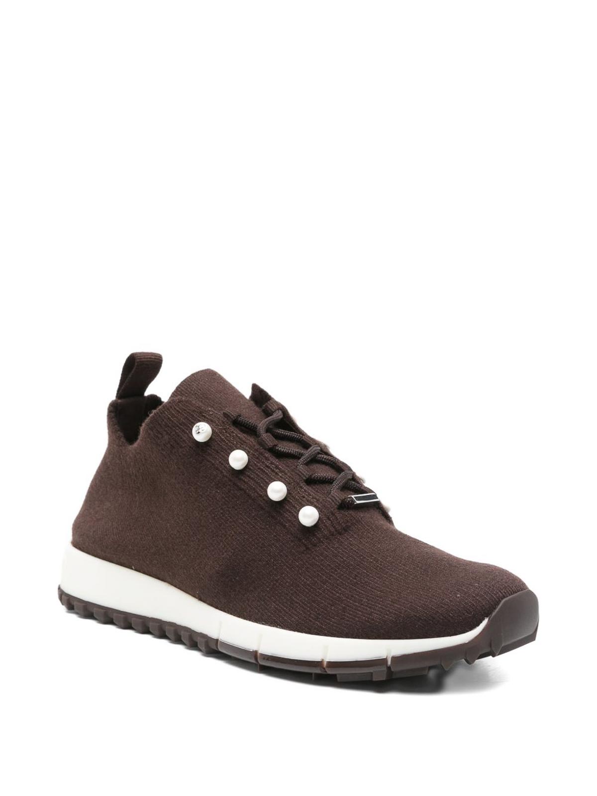 Jimmy Choo Womens  Veles Cashmere-knit Low-top Trainers In Brown