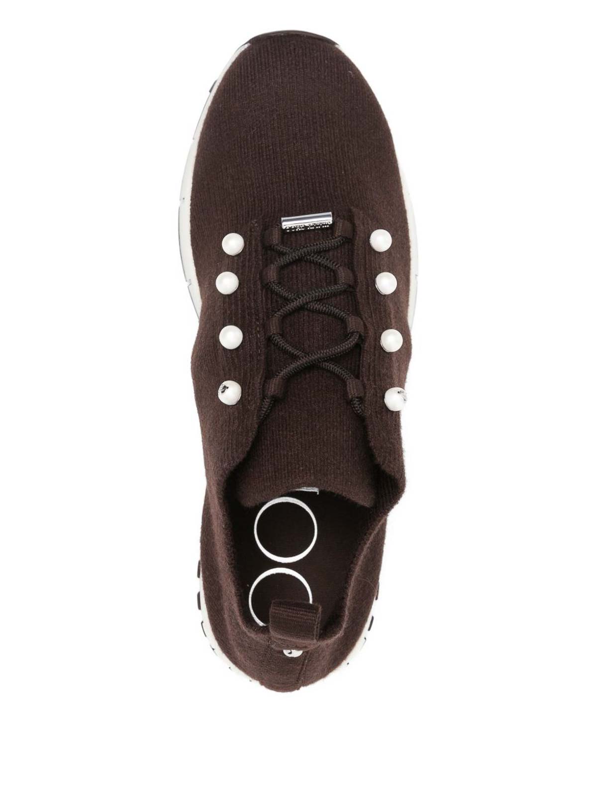 Jimmy Choo Womens  Veles Cashmere-knit Low-top Trainers In Brown