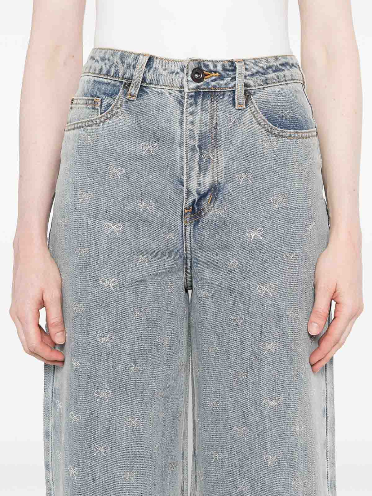 Self-portrait Self Portrait Crystal Embellished Denim Jeasn In Blue