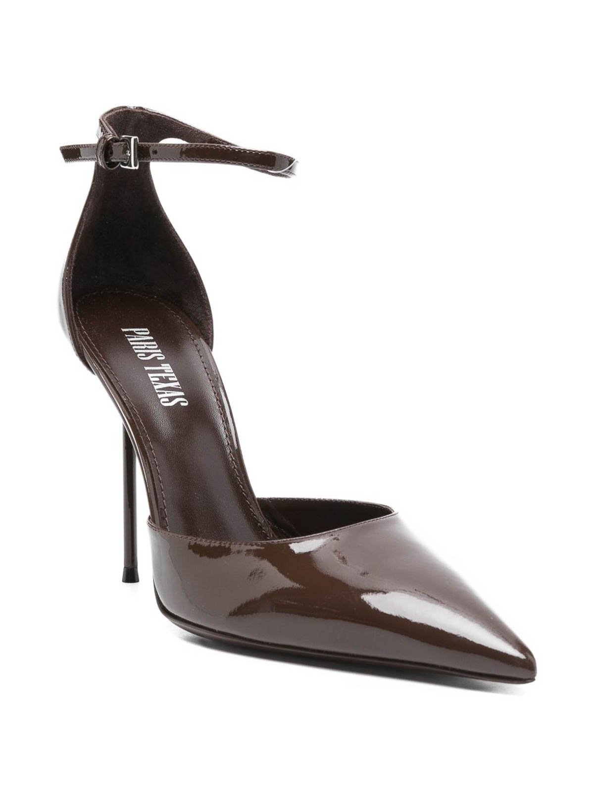 Paris Texas Ankle-strap Pumps In Ebony Patent Leather In Brown