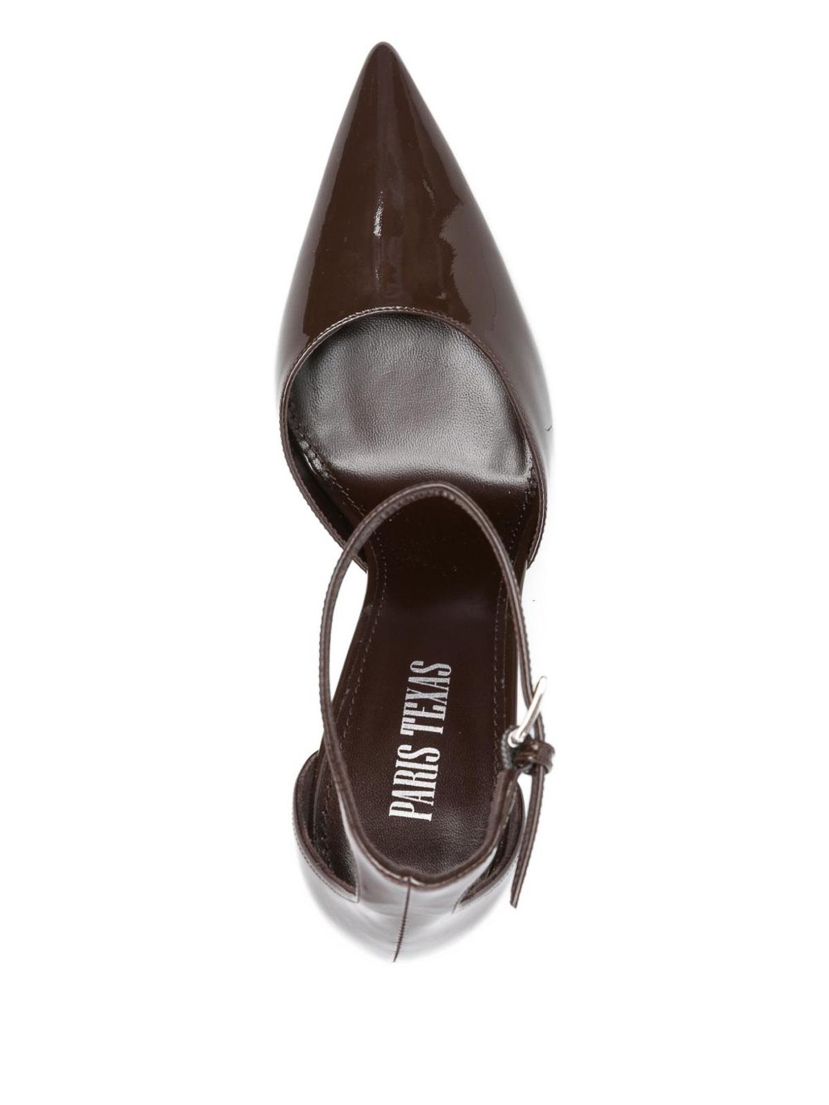 Paris Texas Ankle-strap Pumps In Ebony Patent Leather In Brown
