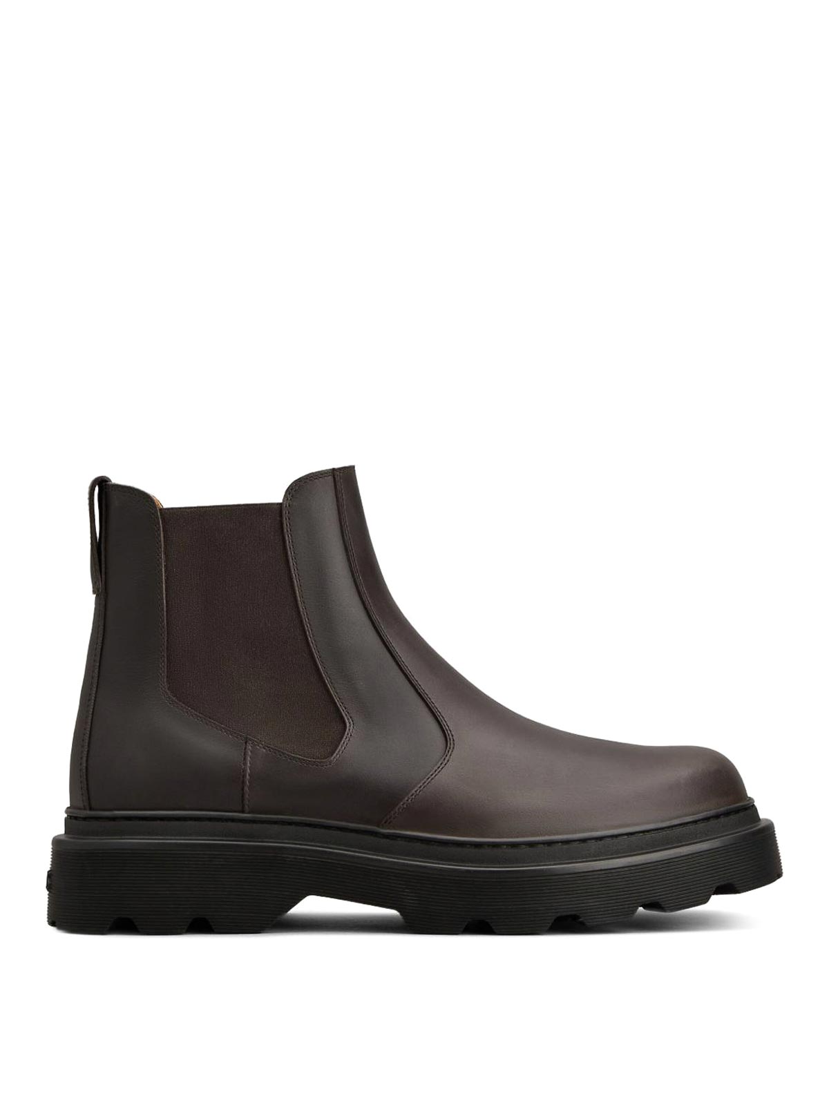Tod's Chunky Sole Leather Ankle Boots With Elastic Panels In Brown