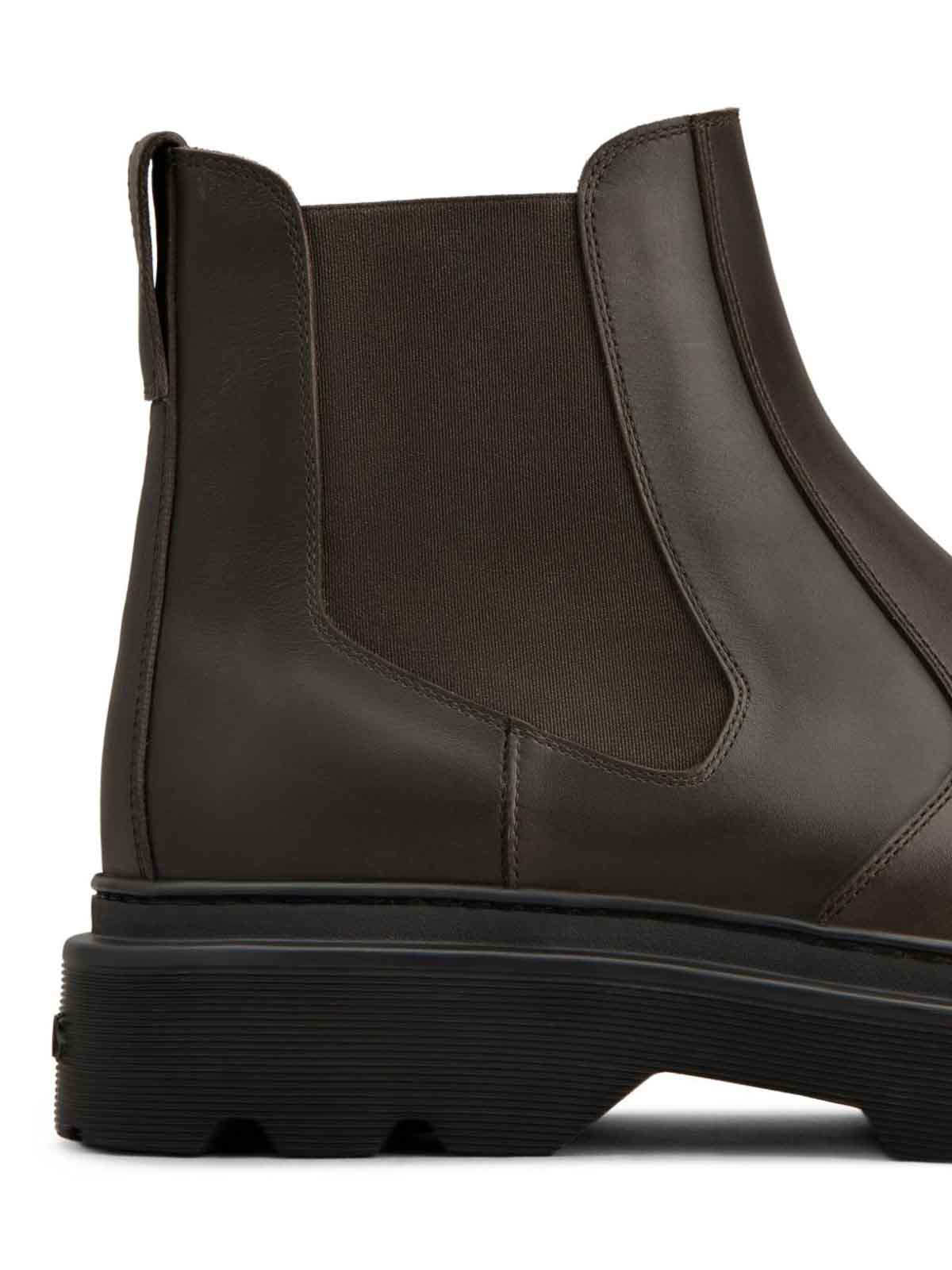 Tod's Chunky Sole Leather Ankle Boots With Elastic Panels In Brown