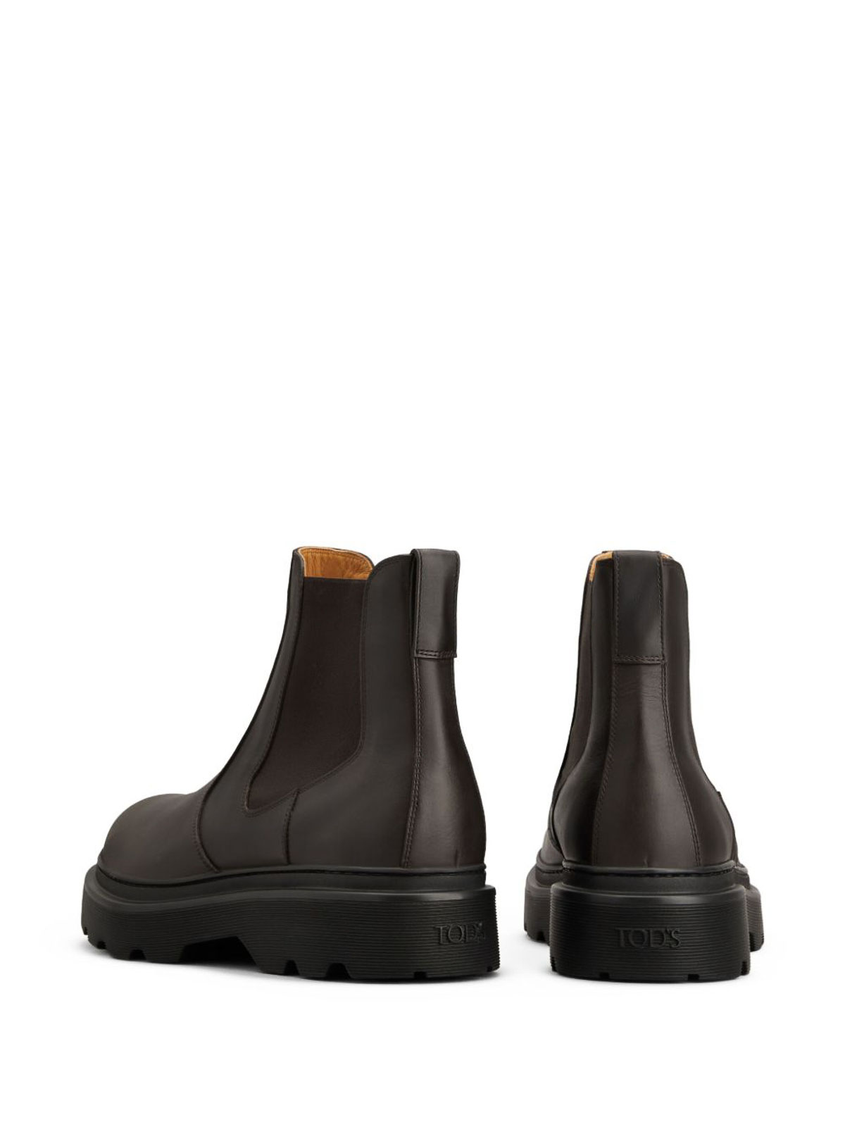 Tod's Chunky Sole Leather Ankle Boots With Elastic Panels In Brown