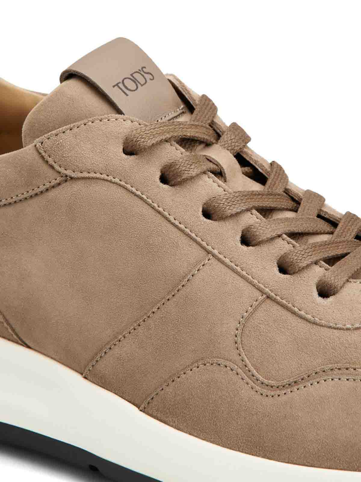 Tod's Round Toe Suede Finish Rubber Sole Sneakers In Neutral