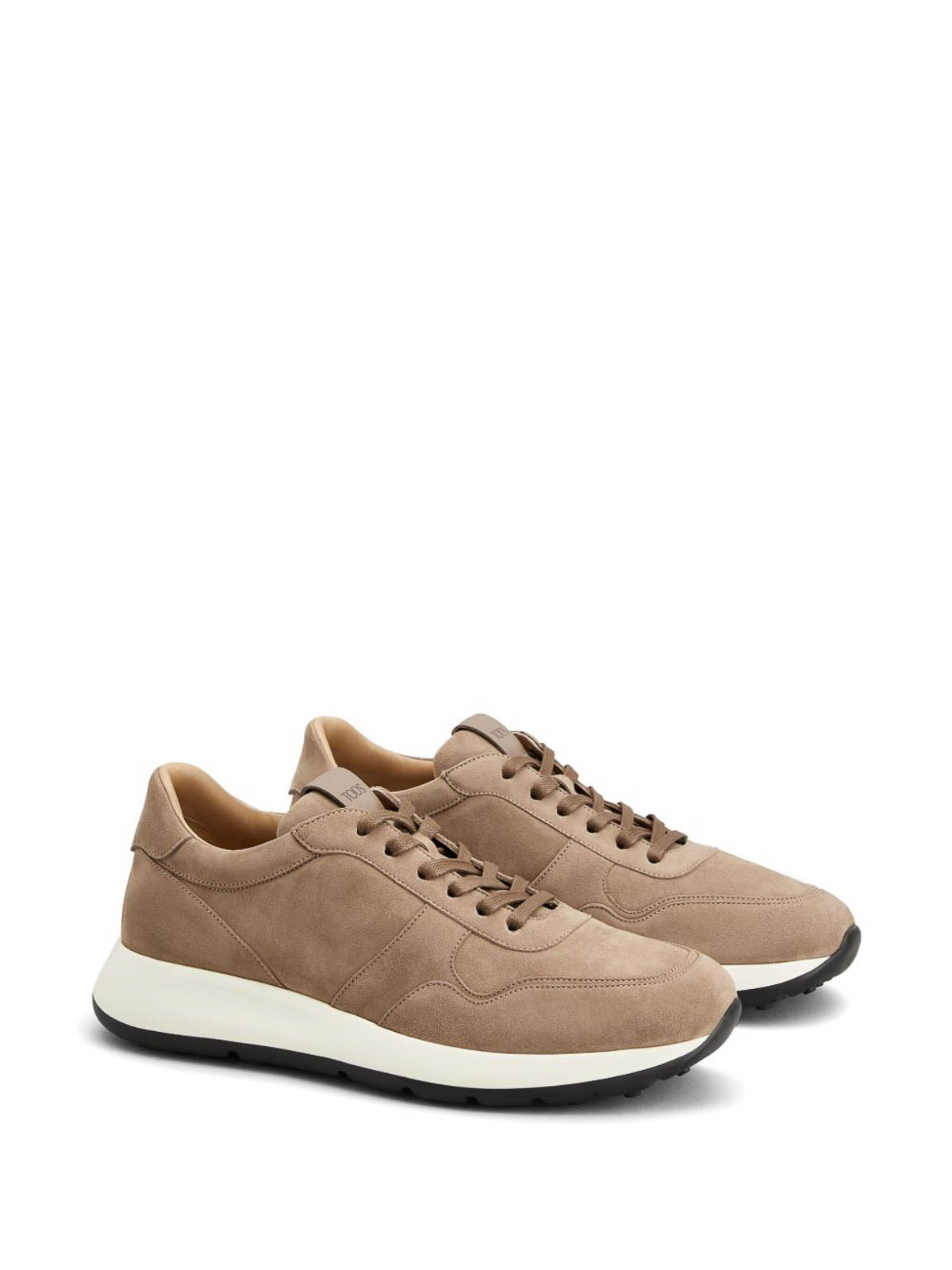 Tod's Round Toe Suede Finish Rubber Sole Sneakers In Neutral