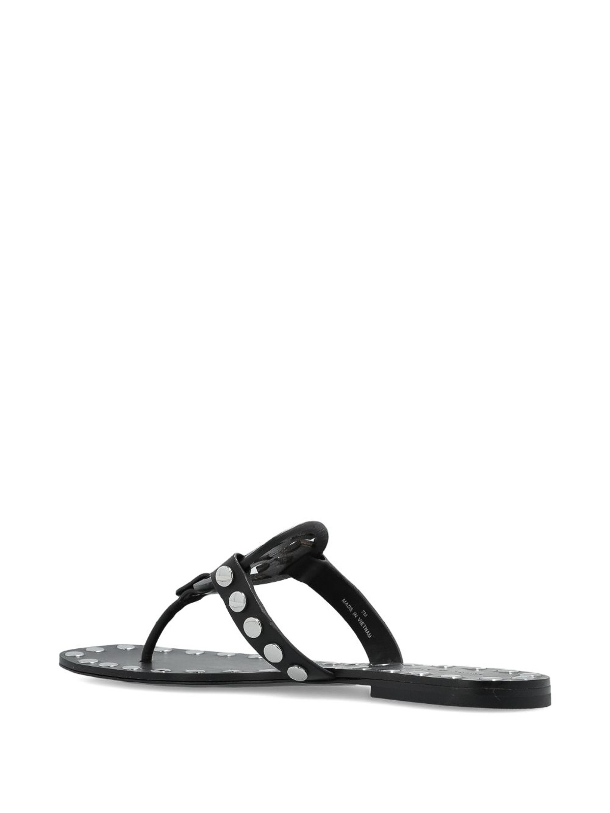 Tory Burch Black Thong Sandals With Logo On The Front And Stud Embellishments In Leather Woman In Black