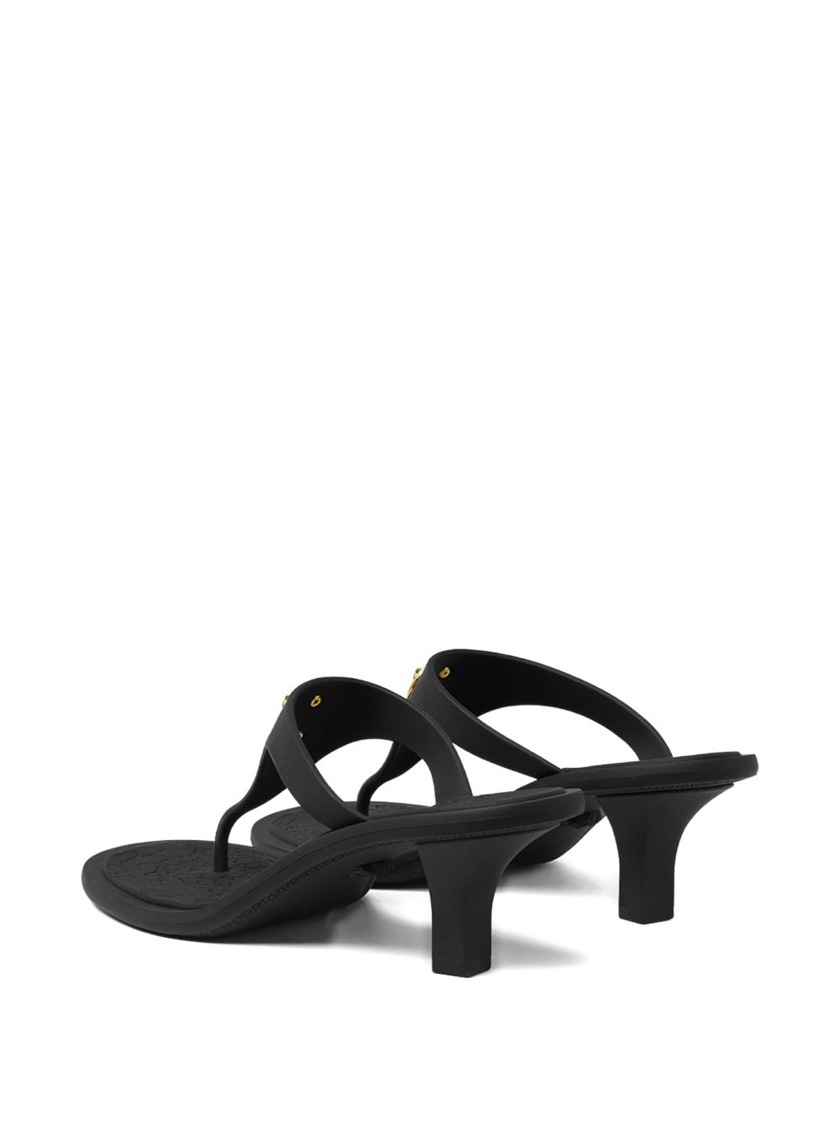 Versace Gianni Ribbon Thong Mules In Black