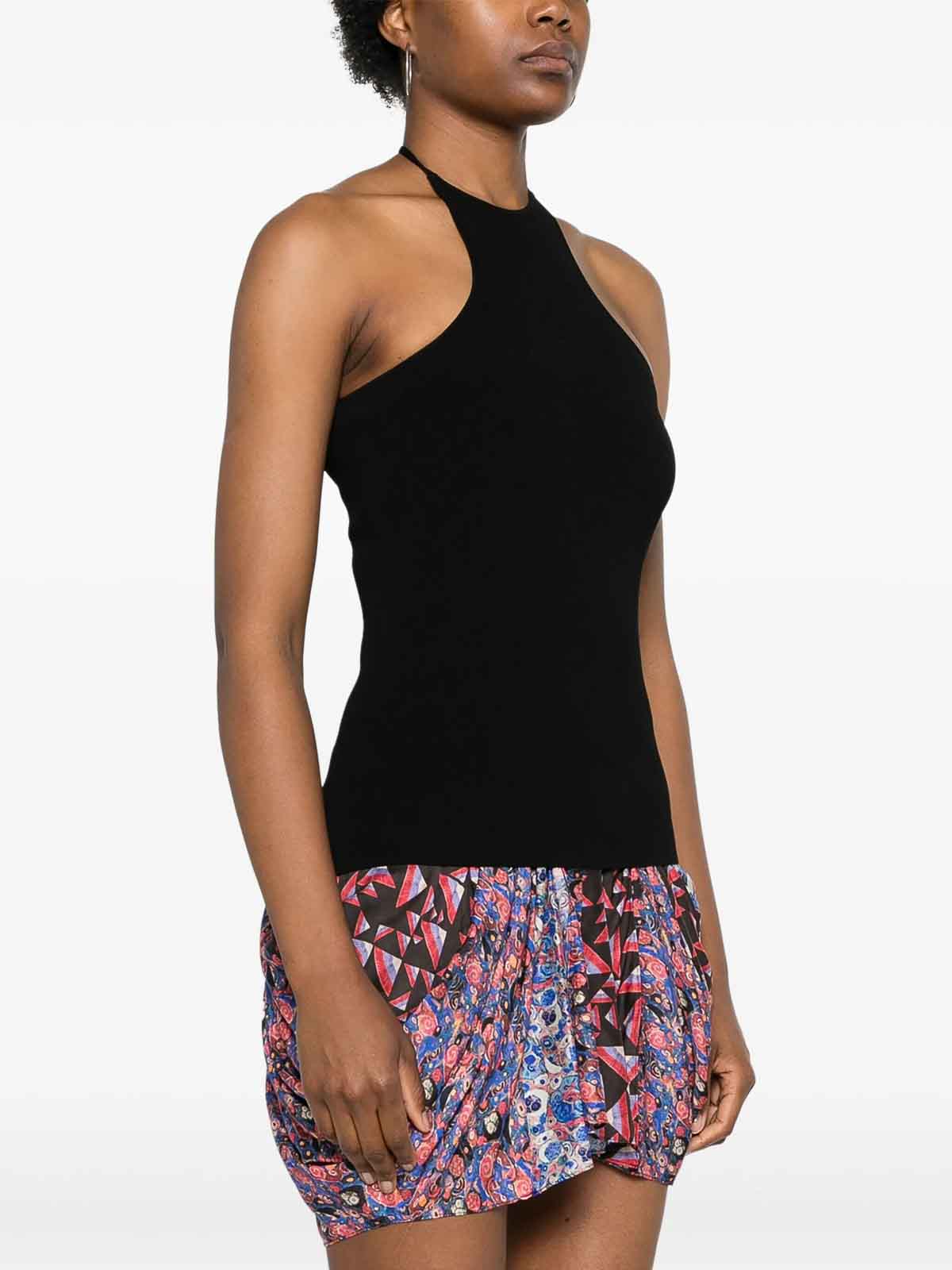 Isabel Marant Halterneck Knit Pullover Tie-back Detail In Black