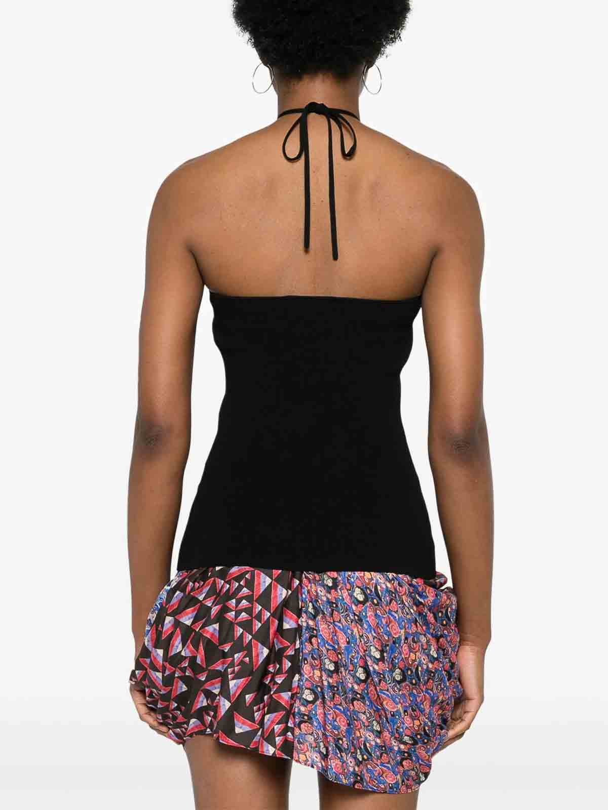 Isabel Marant Halterneck Knit Pullover Tie-back Detail In Black