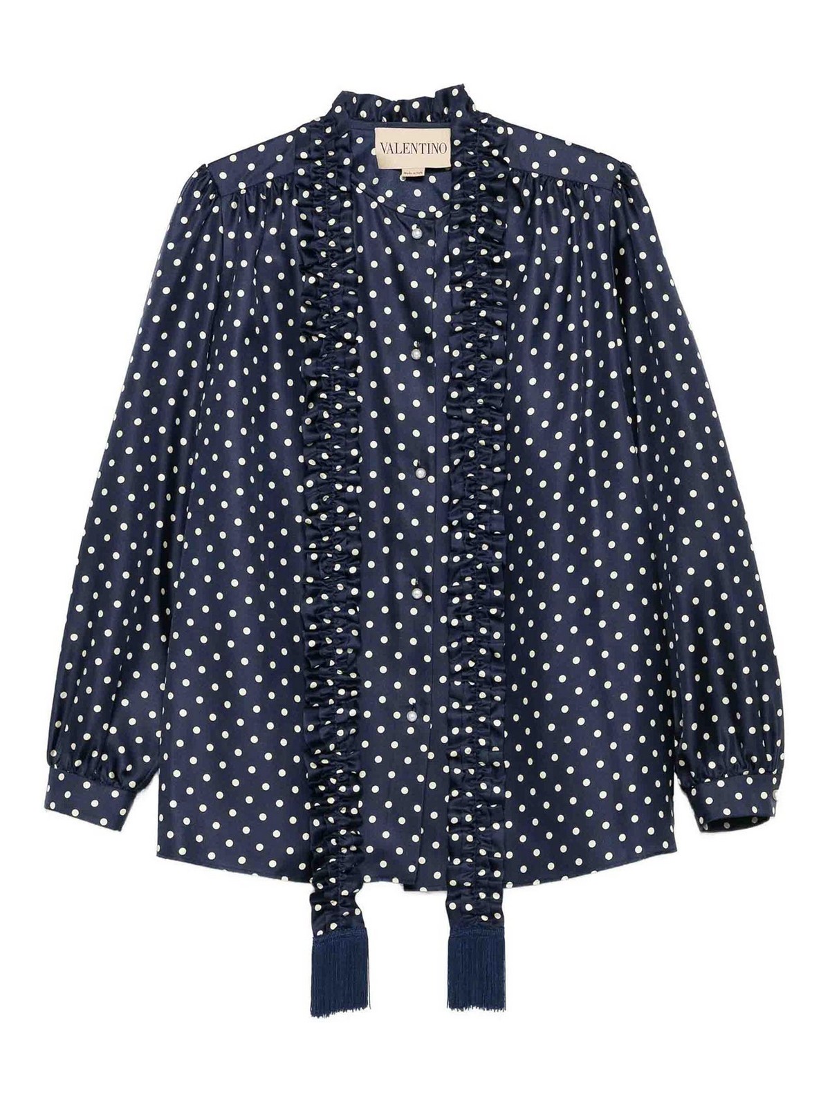 Valentino Polka-dot Ruffled Shirt In Black