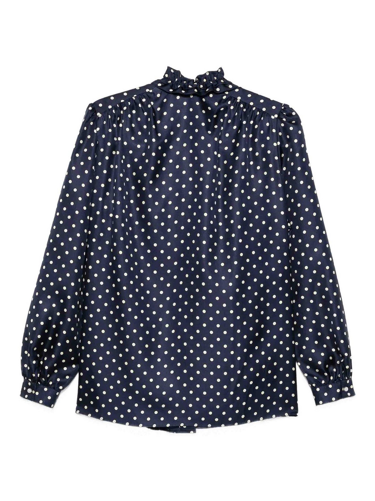 Valentino Polka-dot Ruffled Shirt In Black