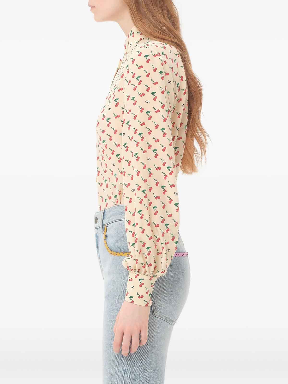 Valentino Cherryfic-print Shirt In Neutral