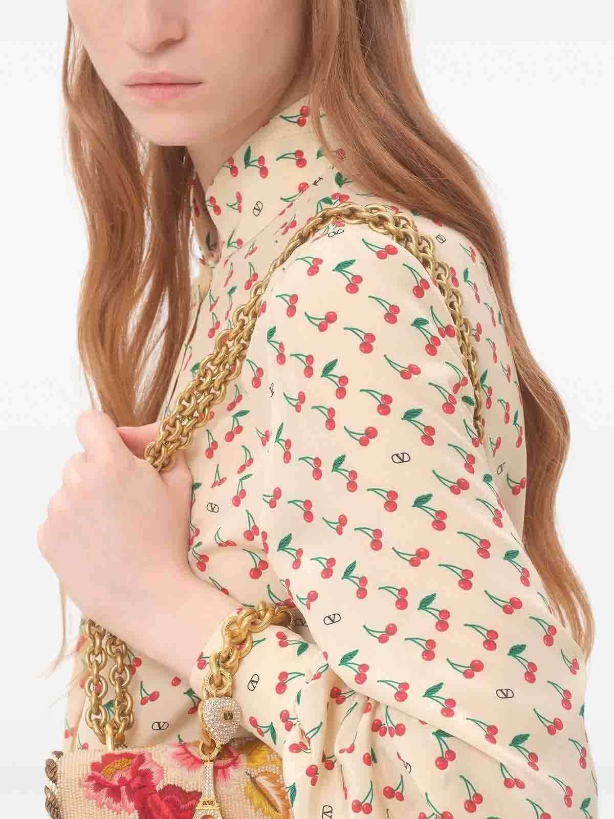 Valentino Cherryfic-print Shirt In Neutral