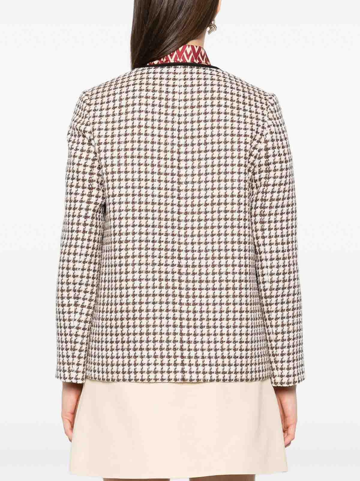 Valentino Houndstooth Tie-detail Blazer In Neutral