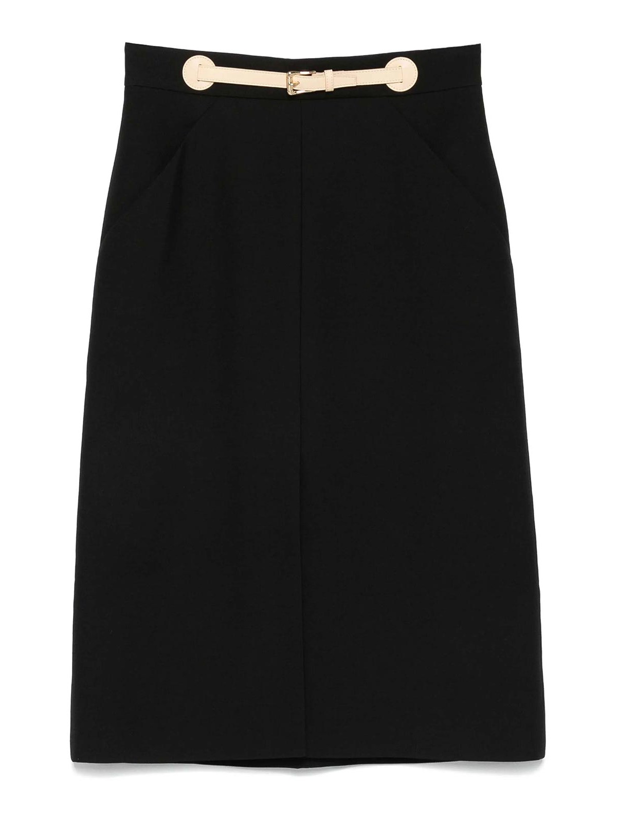Valentino Garavani A-line Skirt With Leather Details And Buckle Closure In Black