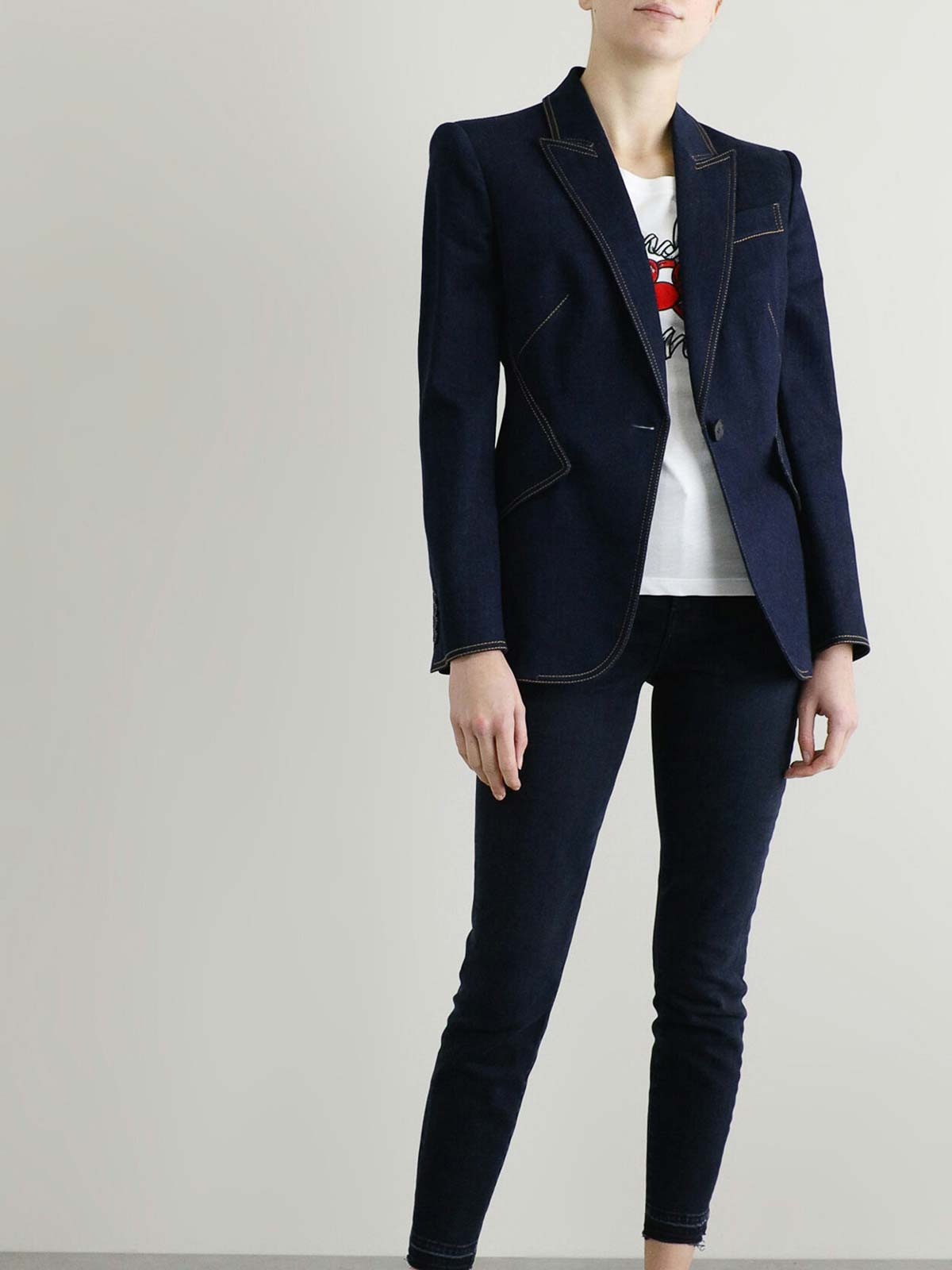 Alexander Mcqueen Blazer In Jeans-optik In Blue