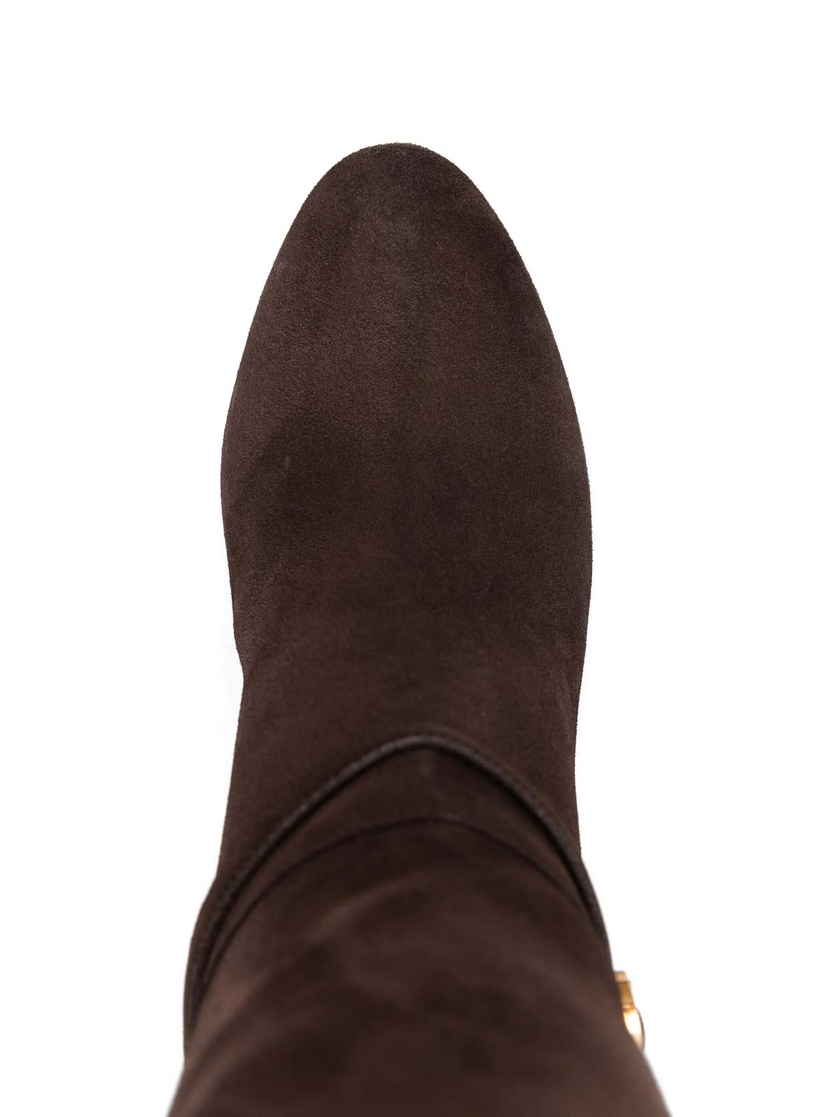 Valentino Knee-high Suede Boots With Leather Block Heel In Brown