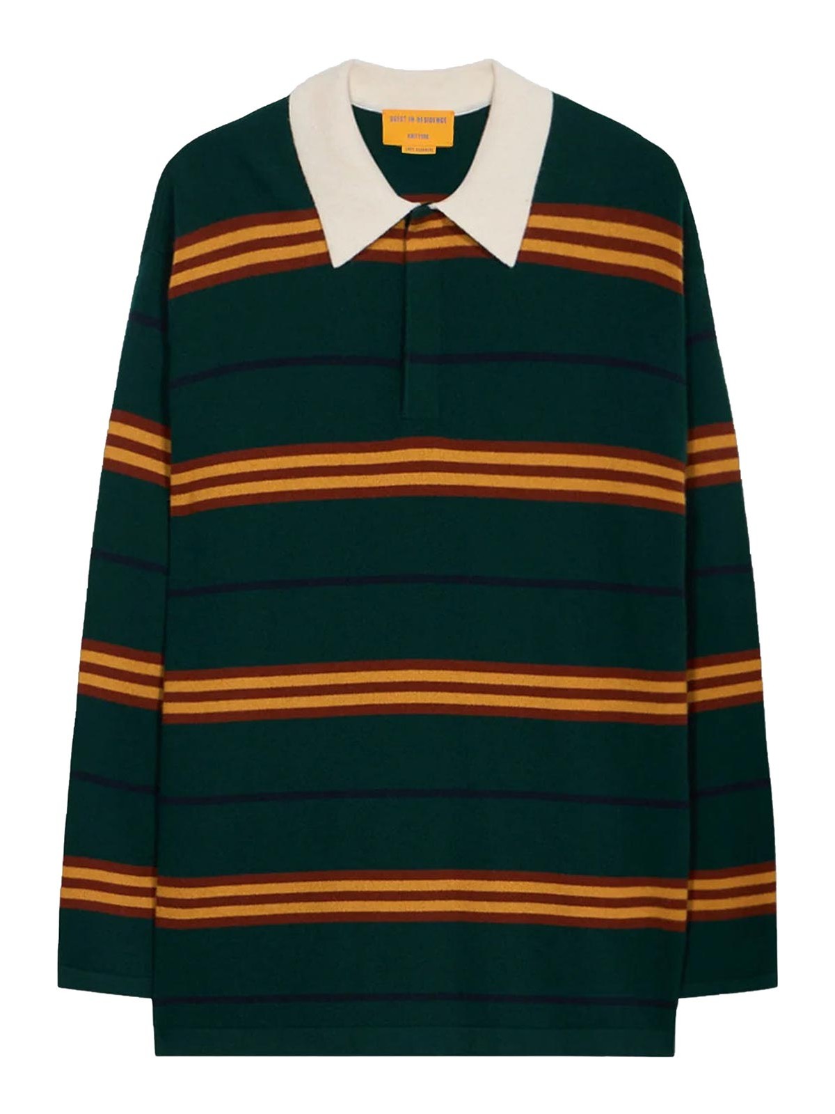 Guest In Residence Striped Rugby Sweater With Classic Collar And Luxurious Cashmere In Multi
