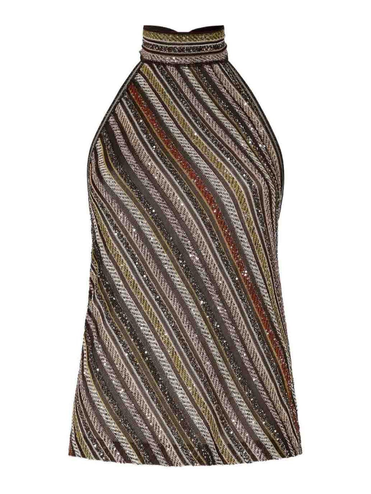Missoni Halter Neck Top With Glitter And Sequins In Multi