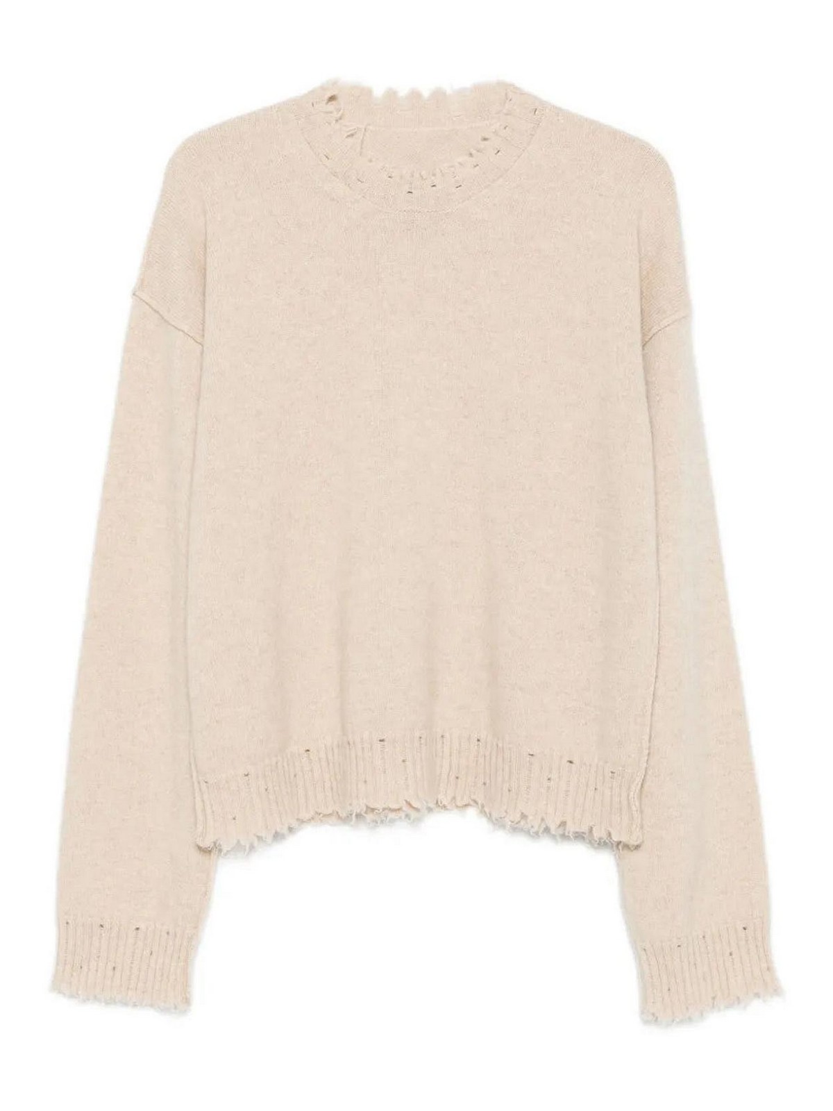 Uma Wang Beige Frayed Hem Wool Sweater In Neutral