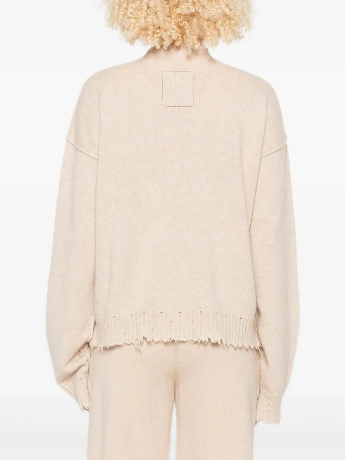 Uma Wang Beige Frayed Hem Wool Sweater In Neutral