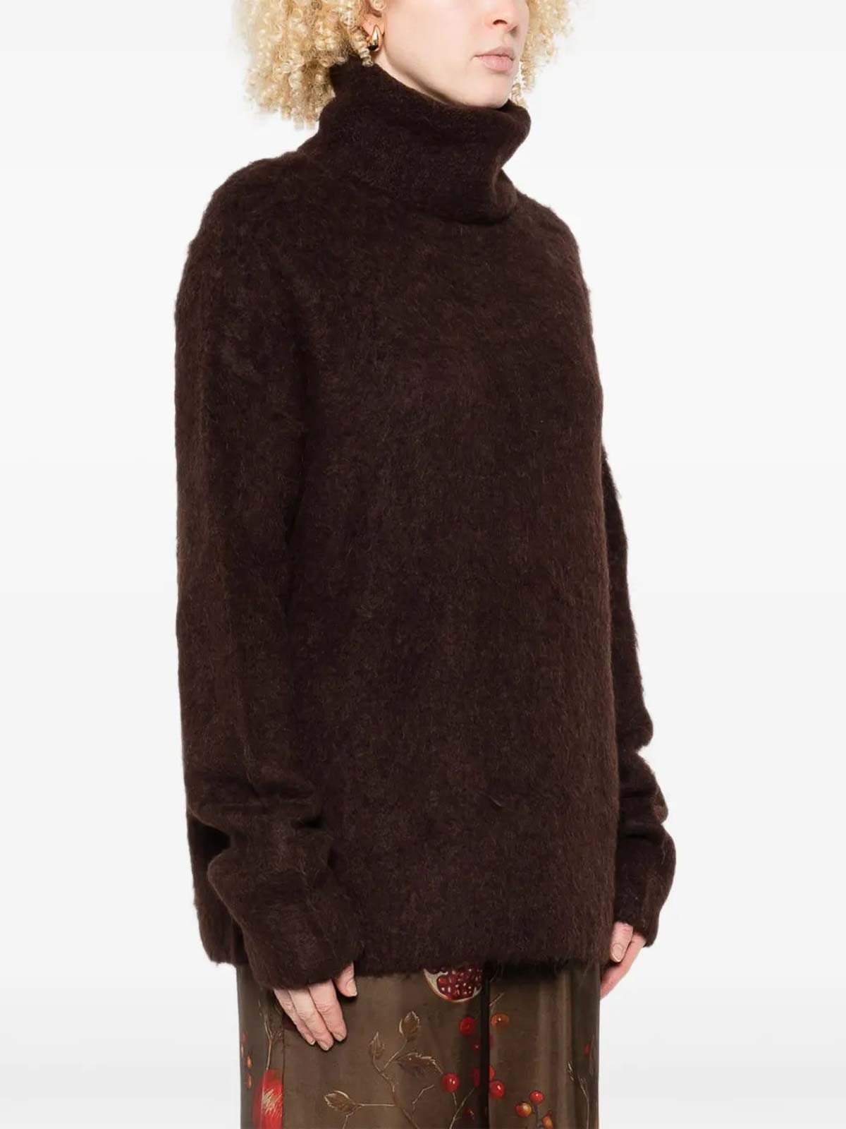 Uma Wang Brown Stretch Alpaca Blend Sweater In Brown