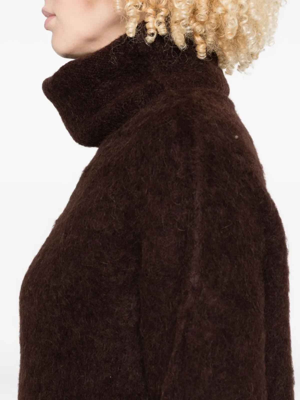 Uma Wang Brown Stretch Alpaca Blend Sweater In Brown