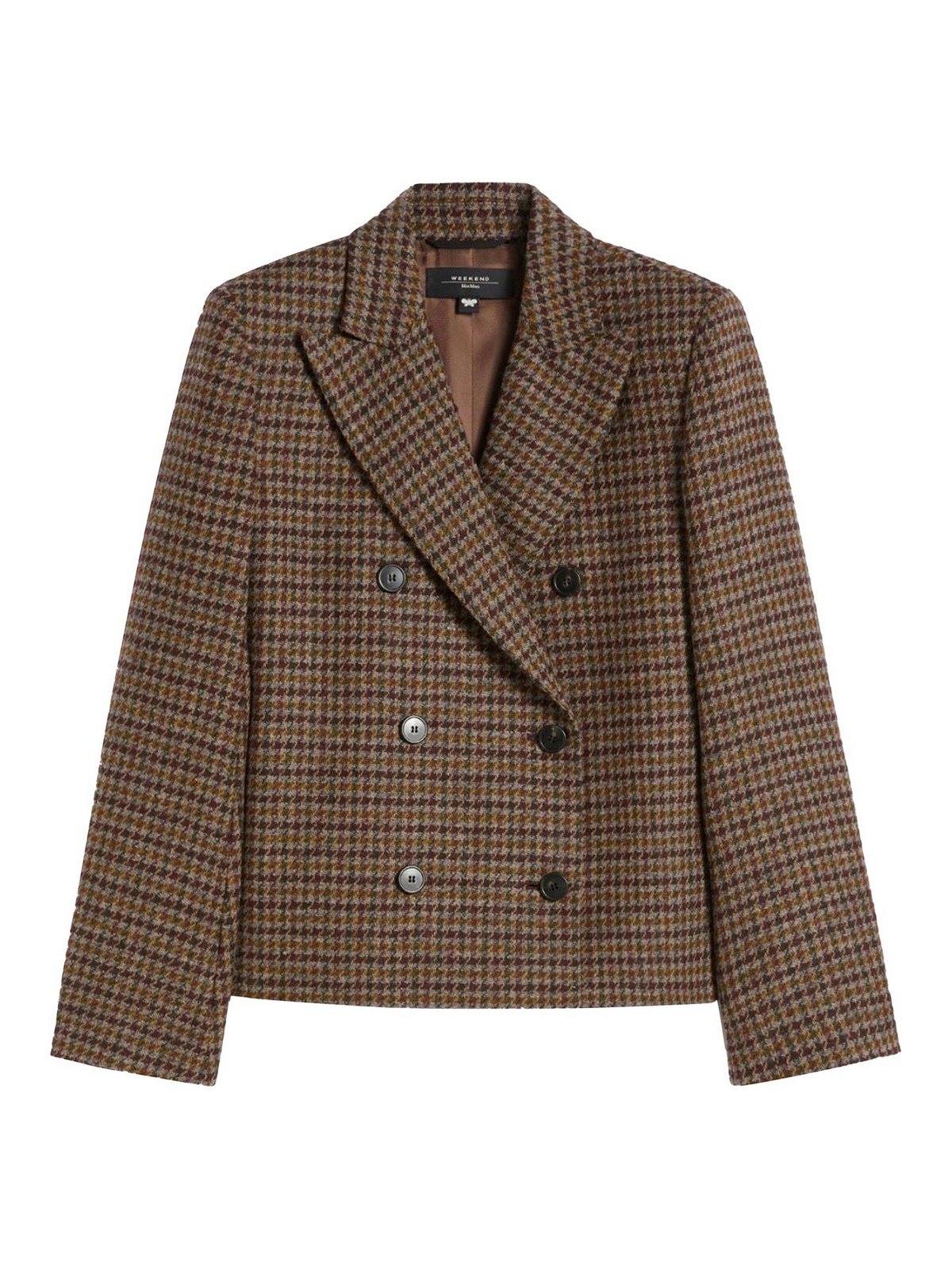 Weekend Max Mara Houndstooth Double-breasted Jacket In Gold