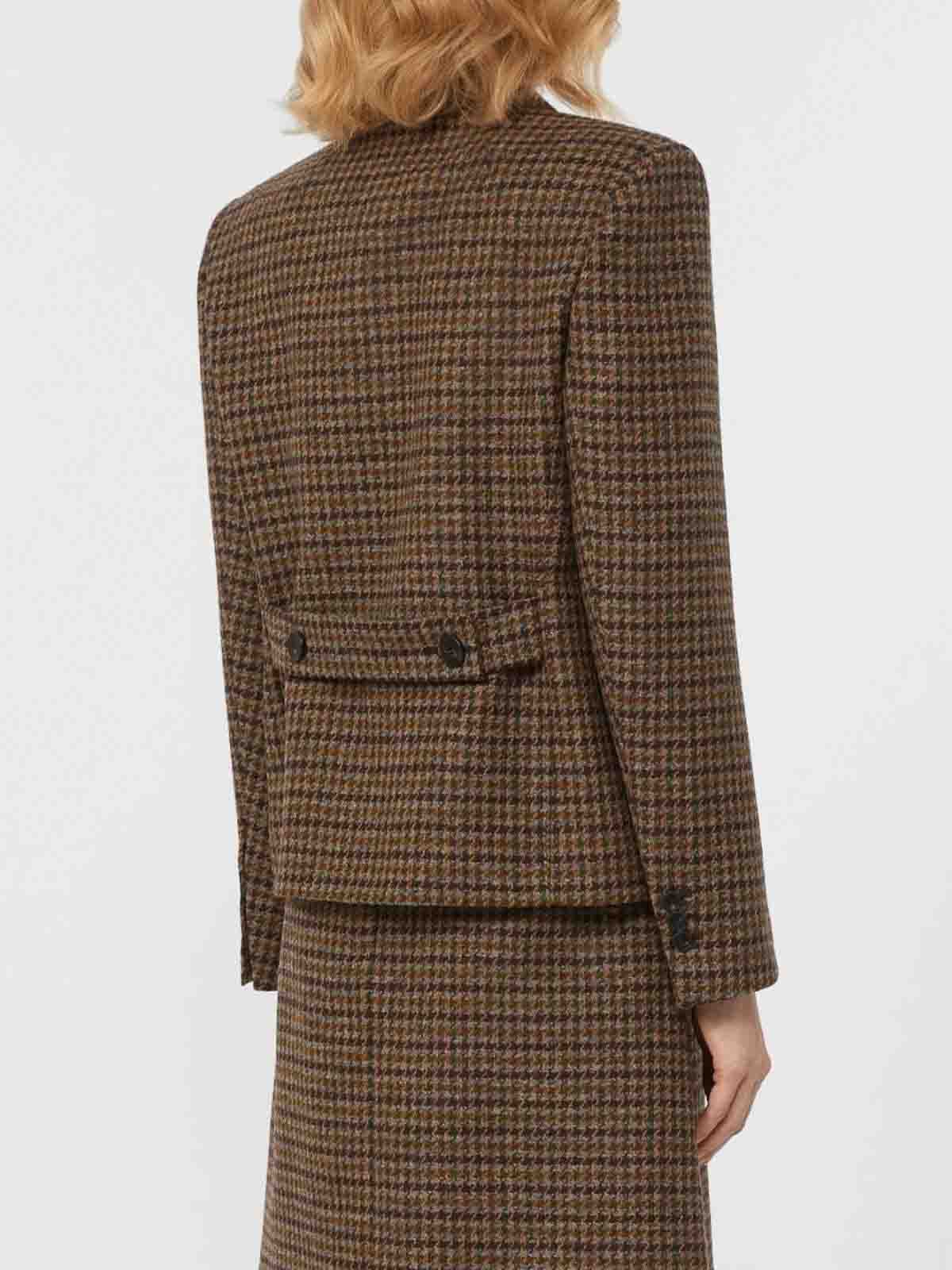 Weekend Max Mara Houndstooth Double-breasted Jacket In Gold