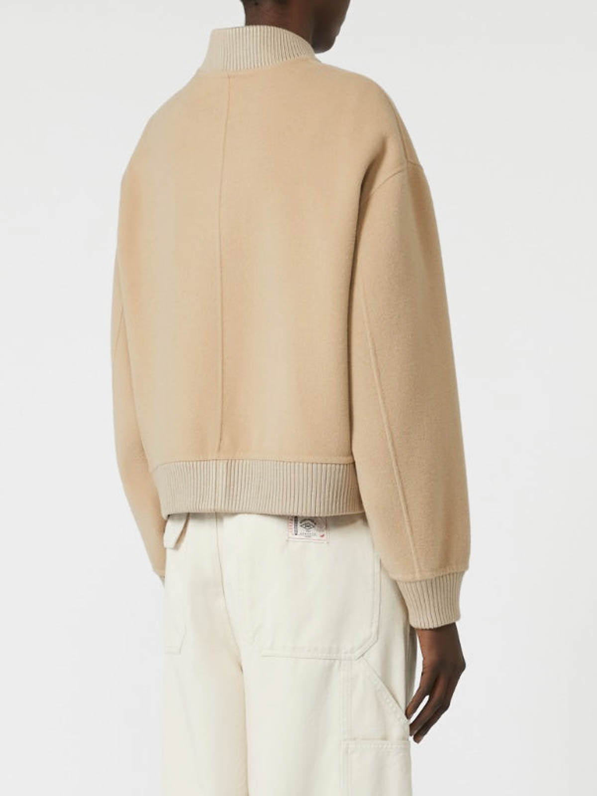 Weekend Max Mara Omens Camel Zelante Logo-embroidered Wool-blend Bomber Jacket In Neutral