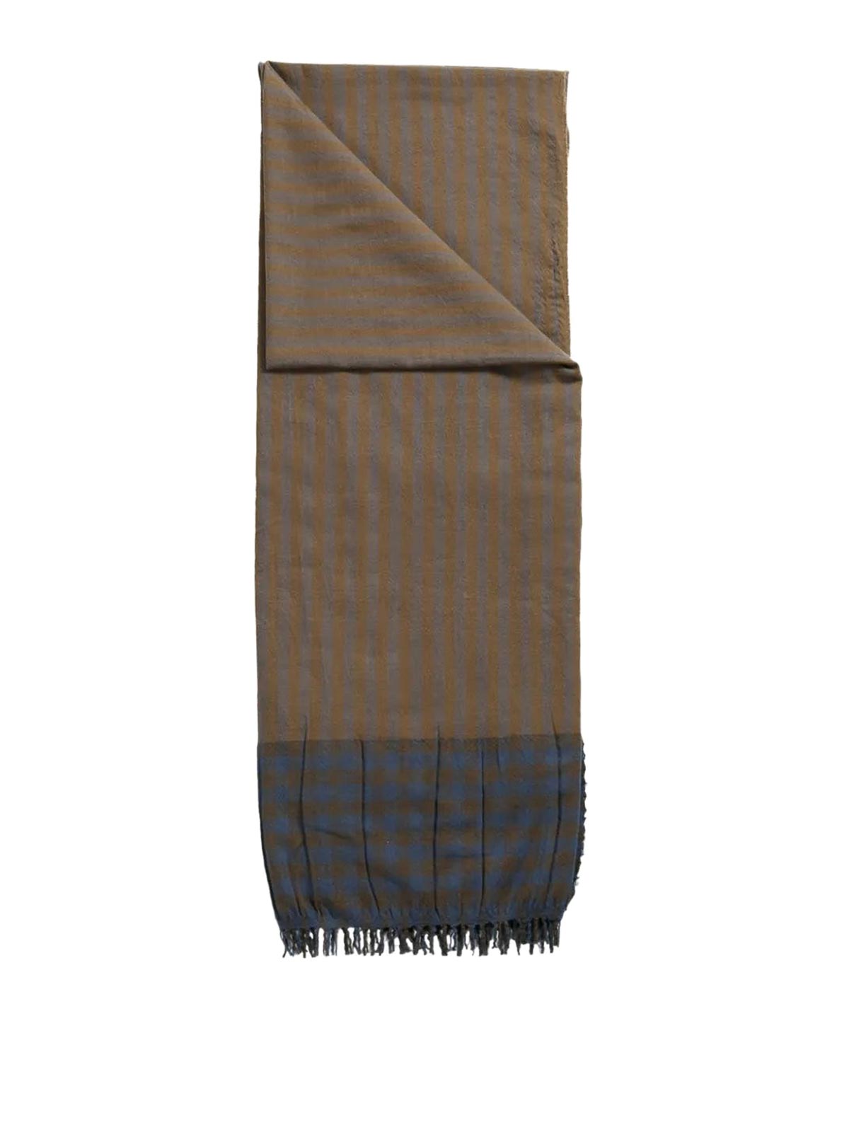 Uma Wang Striped Pleated Scarf In Brown