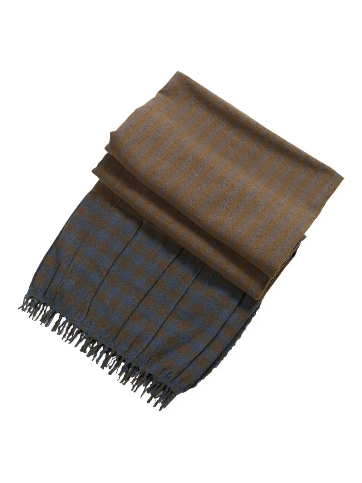 Uma Wang Striped Pleated Scarf In Brown