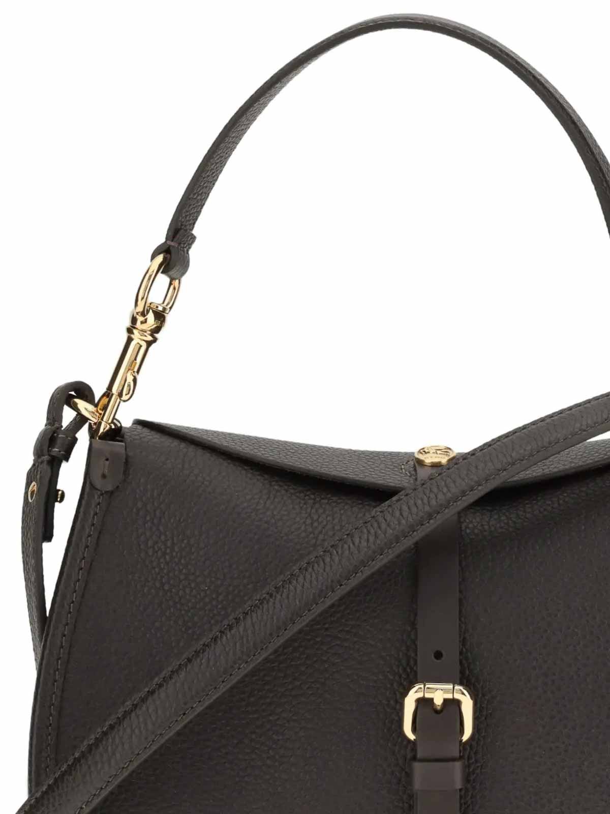 Etro Buckle-fastening Extra-large Leather Shoulder Bag In Brown