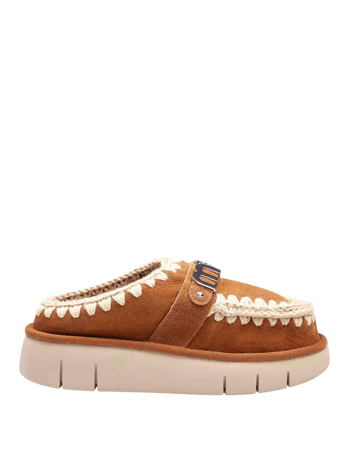 Mou Bounce Double-face Sheepskin Clog In Brown