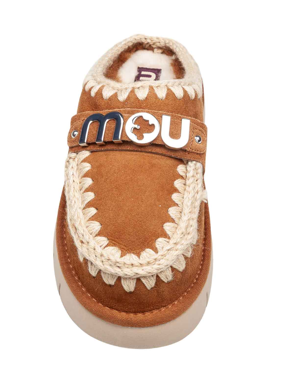 Mou Bounce Double-face Sheepskin Clog In Brown