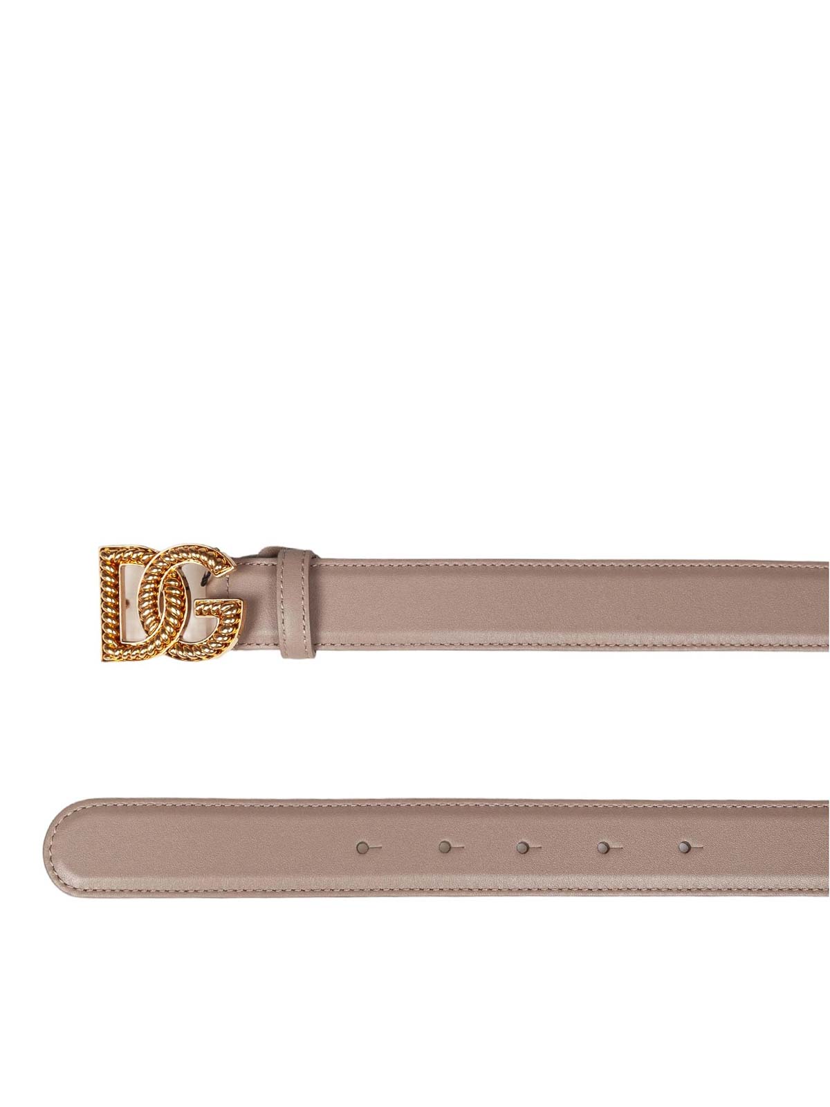 Dolce & Gabbana Plonge Leather Belt Mole Color In Brown
