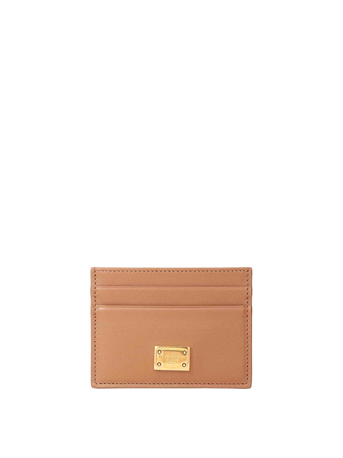 Dolce & Gabbana Veal Leather Plonge Caramel Color Leather In Brown