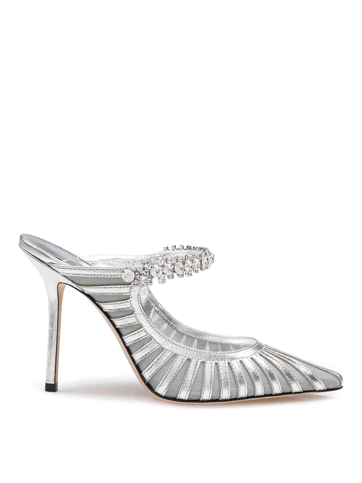Jimmy Choo 100mm Bing Crystal-embellished Mules In Silver